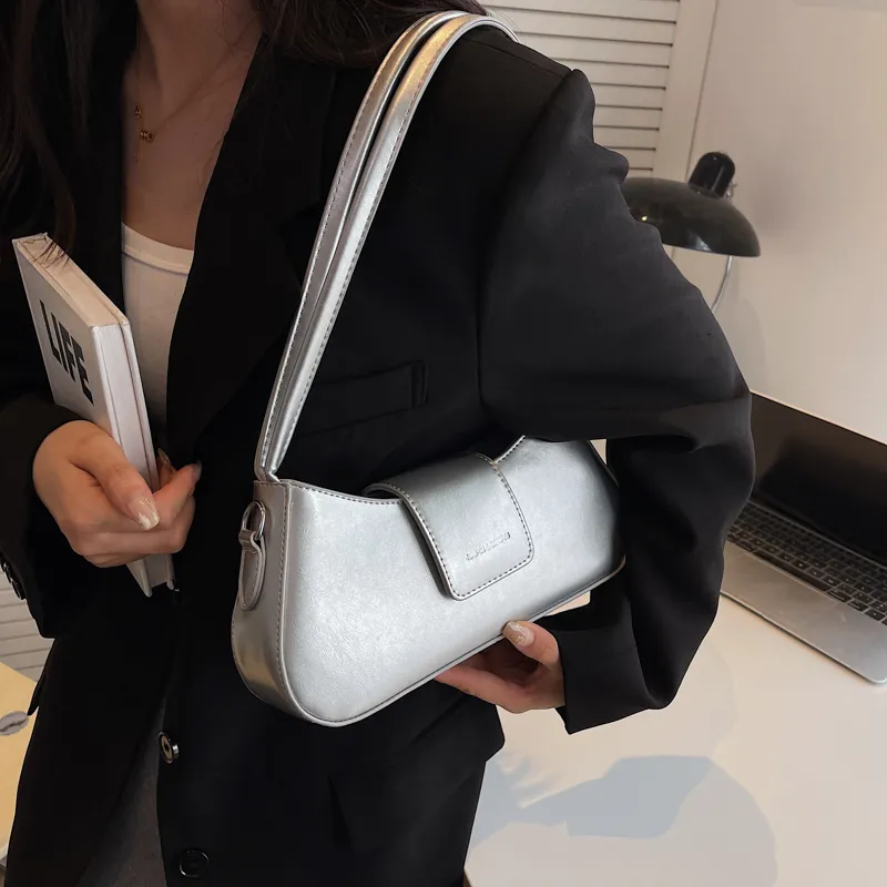 RIVMIND PU Shoulder Bag, Crossbody Bag Women's White/Black/Silver/Black/Pink/Blue-14