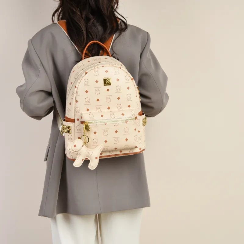 RIVMIND PU Backpack Women's White/Black/Yellow/Pink-7