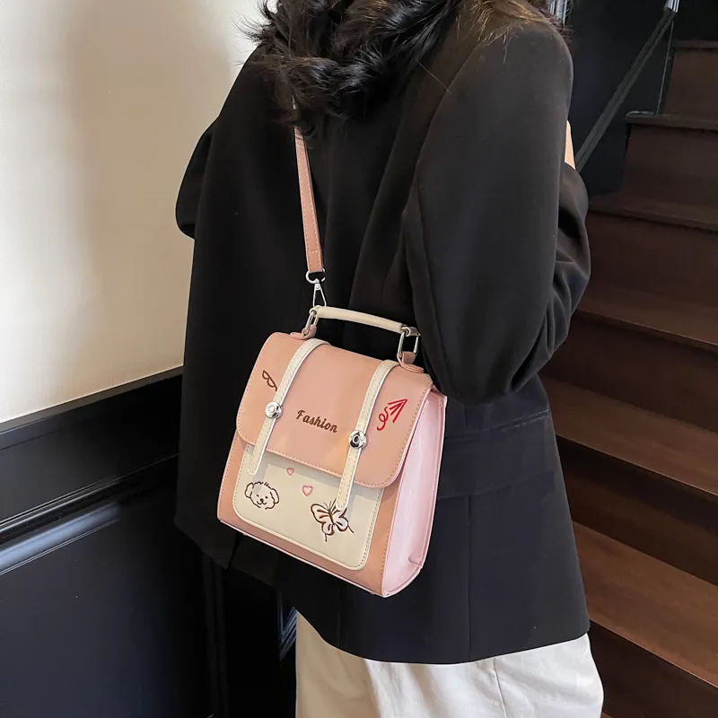 RIVMIND PU Backpack Women's White/Pink/Blue/Black-9