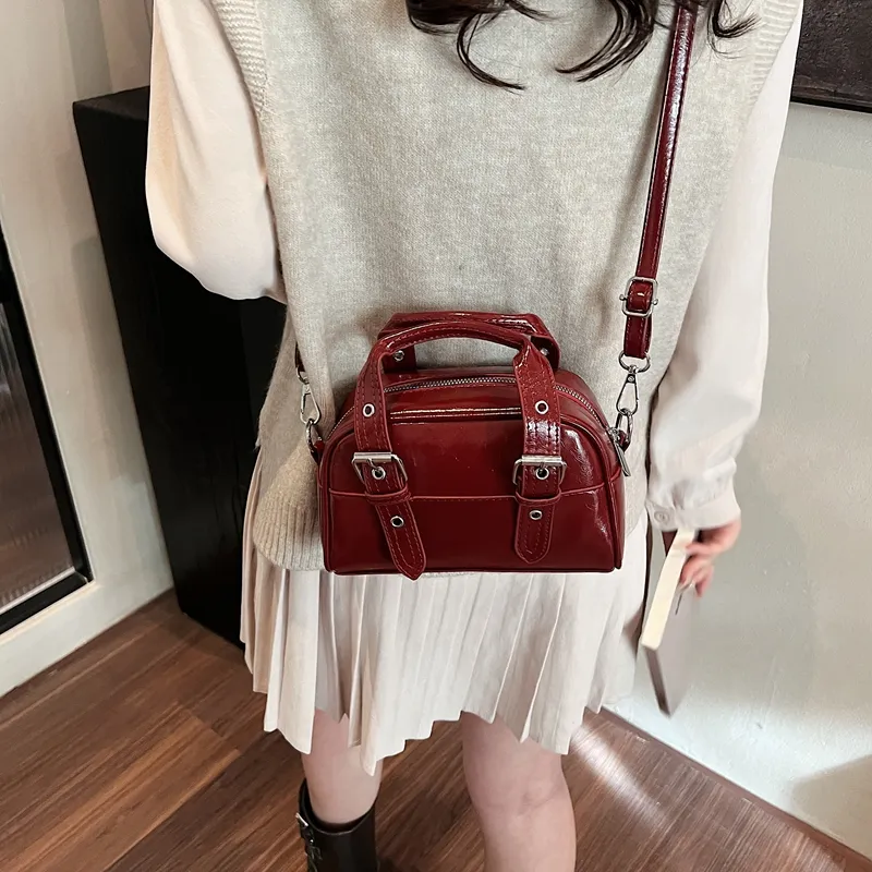 RIVMIND PU One Shoulder Handbag Women's Ecru/Pink/Light Blue/Red/Silver/Black-22