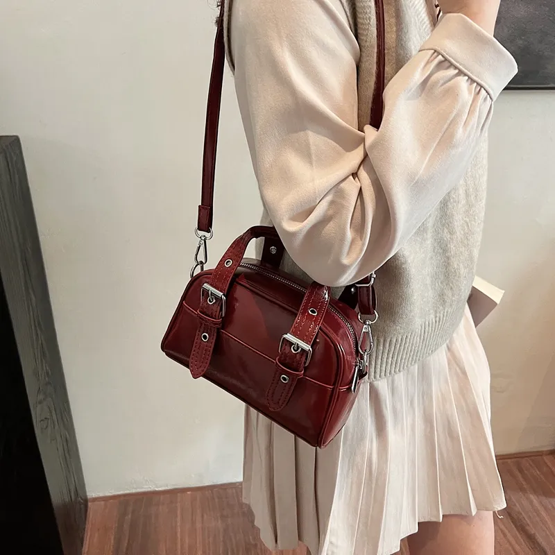 RIVMIND PU One Shoulder Handbag Women's Ecru/Pink/Light Blue/Red/Silver/Black-19