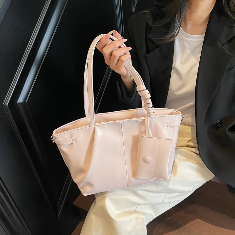 RIVMIND PU Tote Bag, Shoulder Bag Regular Women's White/Silver/Black/Pink/Blue-19