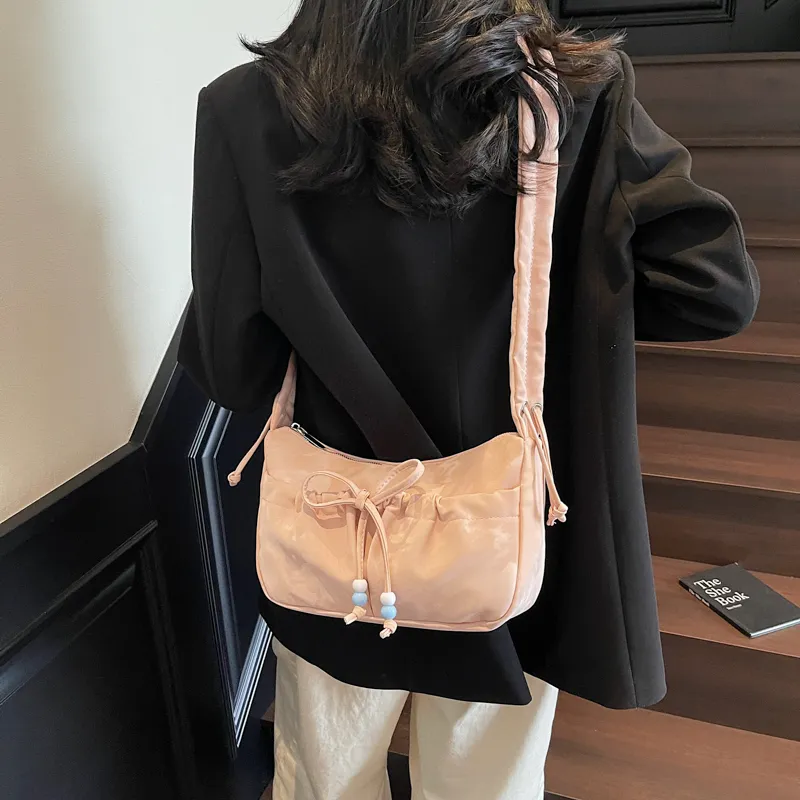 RIVMIND PU Shoulder Bag Regular Women's Ecru/Pink/Yellow/Silver/Black-10