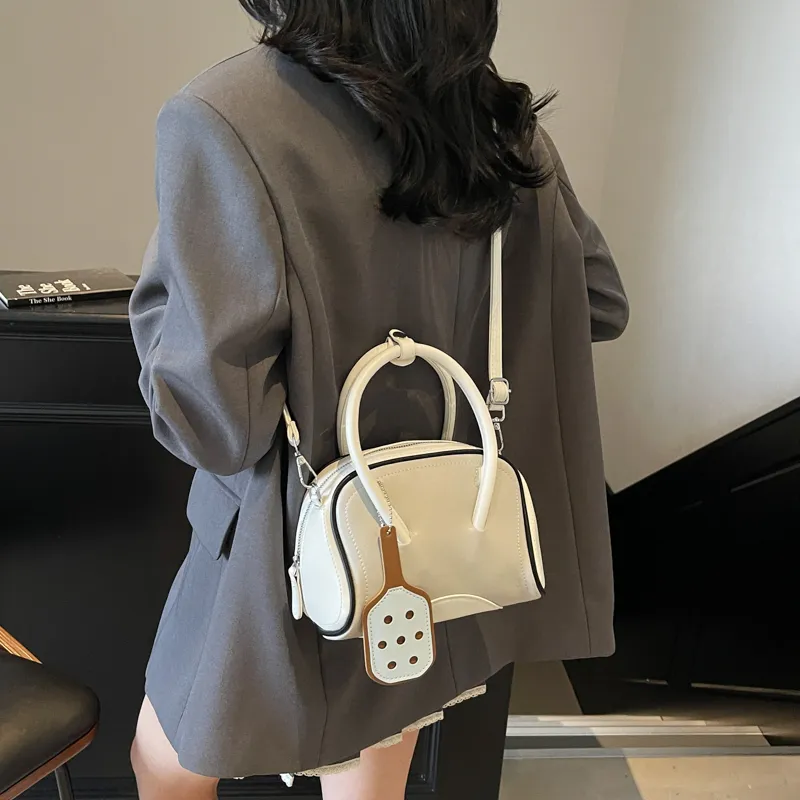 RIVMIND PU Handbag Women's White/Pink/Khaki-1