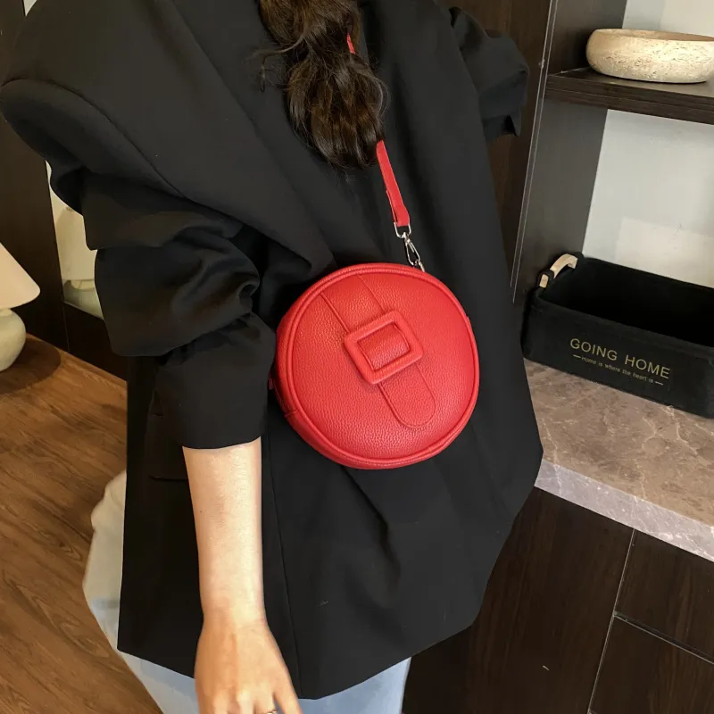 RIVMIND PU Round Bag, Crossbody Bag, Shoulder Bag Women's Red/White/Yellow/Black/Pink-2