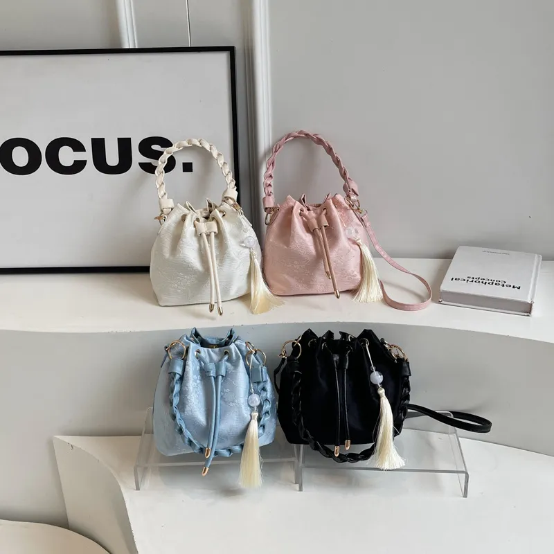 RIVMIND Silk Crossbody Bag, Handbag Regular Women's White/Black/Pink/Blue-1