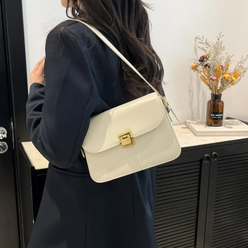 RIVMIND PU Shoulder Bag Women's White/Black/Coffee/Brown-1