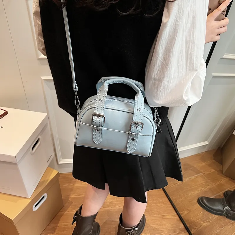 RIVMIND PU One Shoulder Handbag Women's Ecru/Pink/Light Blue/Red/Silver/Black-17