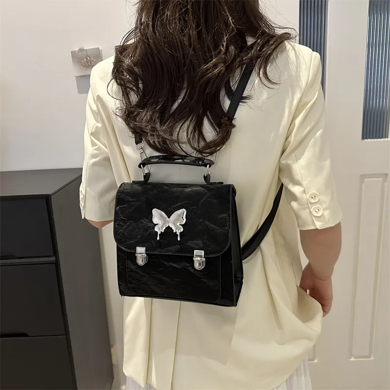 RIVMIND PU Carry Backpack Medium Size Women's White/Silver/Black/Pink-16