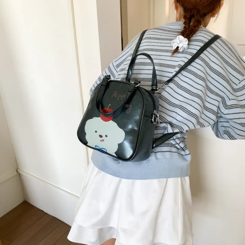RIVMIND PU Backpack Women's Black/Blue/Pink-3