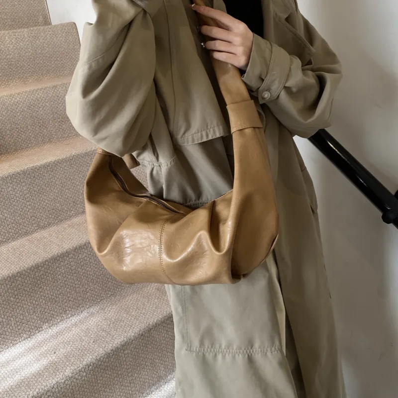 RIVMIND PU Dumpling Bag, Crossbody Bag, Shoulder Bag Women's Black/Khaki/Coffee/Brown-7