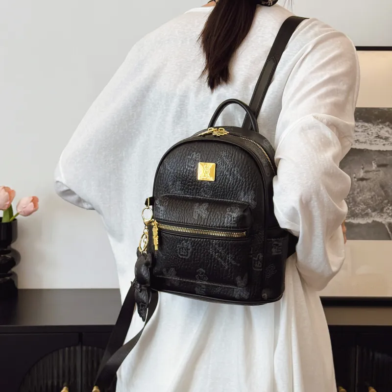 RIVMIND PU Backpack Regular Women's White/Black/Pink/Brown-8