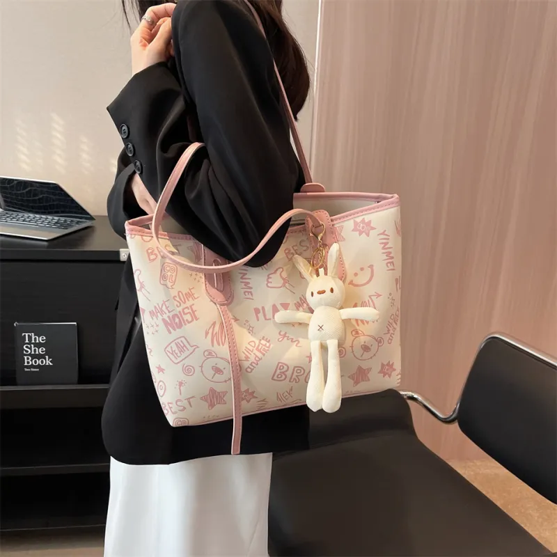 HCXK PU Shoulder Bag Regular Women's Black/Blue/Pink/Brown-1