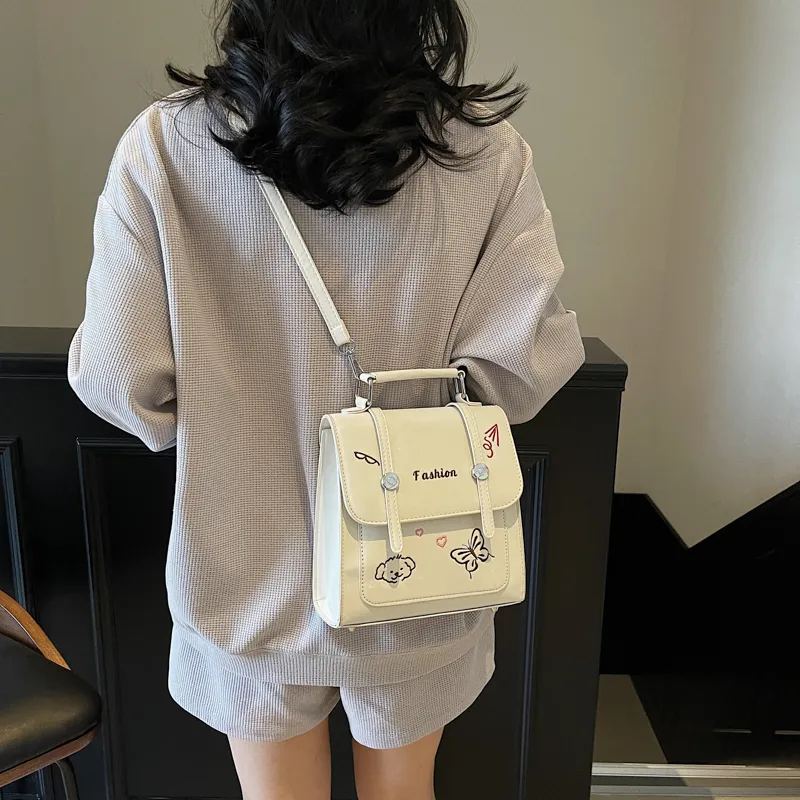 RIVMIND PU Backpack Women's White/Pink/Blue/Black-1