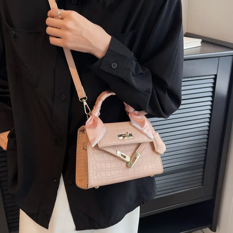 RIVMIND PU Handbag Women's White/Black/Pink-11