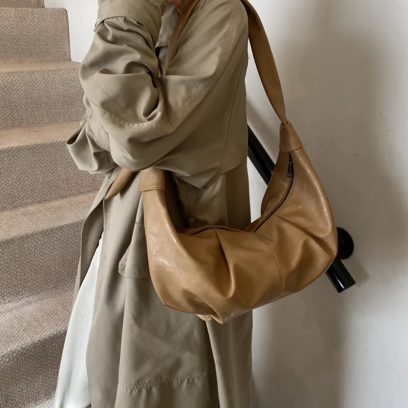 RIVMIND PU Dumpling Bag, Crossbody Bag, Shoulder Bag Women's Black/Khaki/Coffee/Brown-9