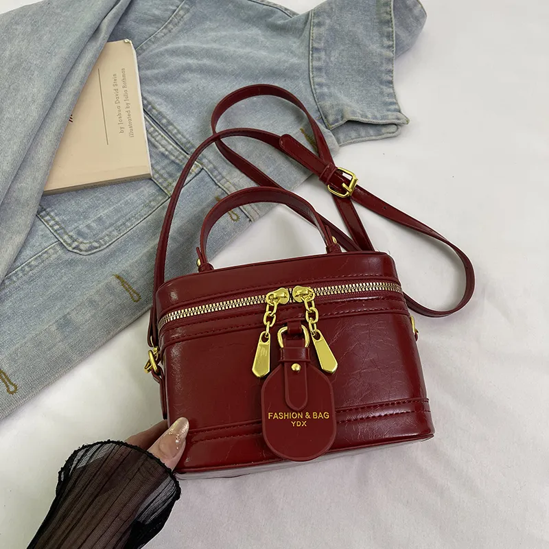RIVMIND PU One Shoulder Handbag Women's Beige/Burgundy/Coffee/Black-10