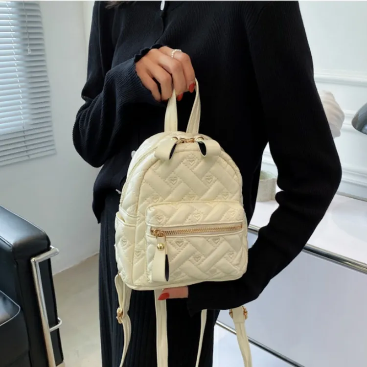 RIVMIND PU Backpack Women's White/Black-3