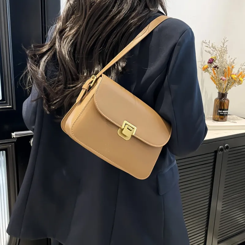 RIVMIND PU Shoulder Bag Women's White/Black/Coffee/Brown-18