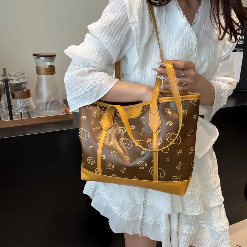 RIVMIND PU Tote Bag, Shopping Bag, Shoulder Bag Women's White/Pink/Brown-17