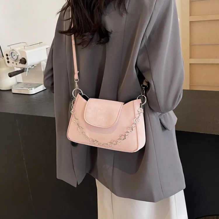 RIVMIND PU Crossbody One Shoulder Handbags Regular Women's Ecru/Black/Pink-14