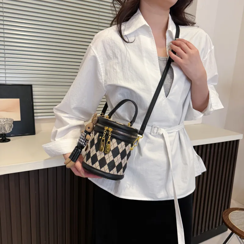 RIVMIND PU Bucket Bag Handbag Women's Black/Brown-2