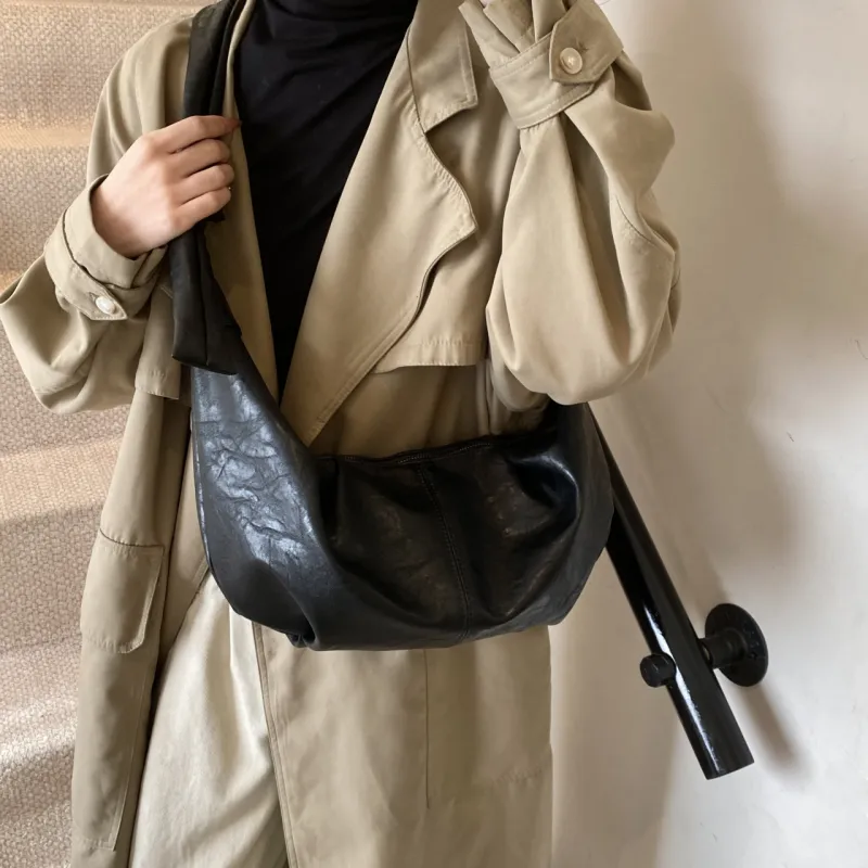RIVMIND PU Dumpling Bag, Crossbody Bag, Shoulder Bag Women's Black/Khaki/Coffee/Brown-4