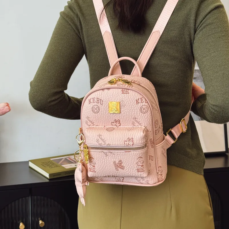 RIVMIND PU Backpack Regular Women's White/Black/Pink/Brown-11