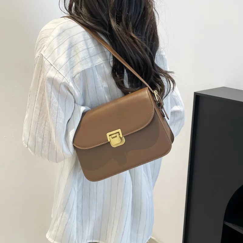 RIVMIND PU Shoulder Bag Women's White/Black/Coffee/Brown-12