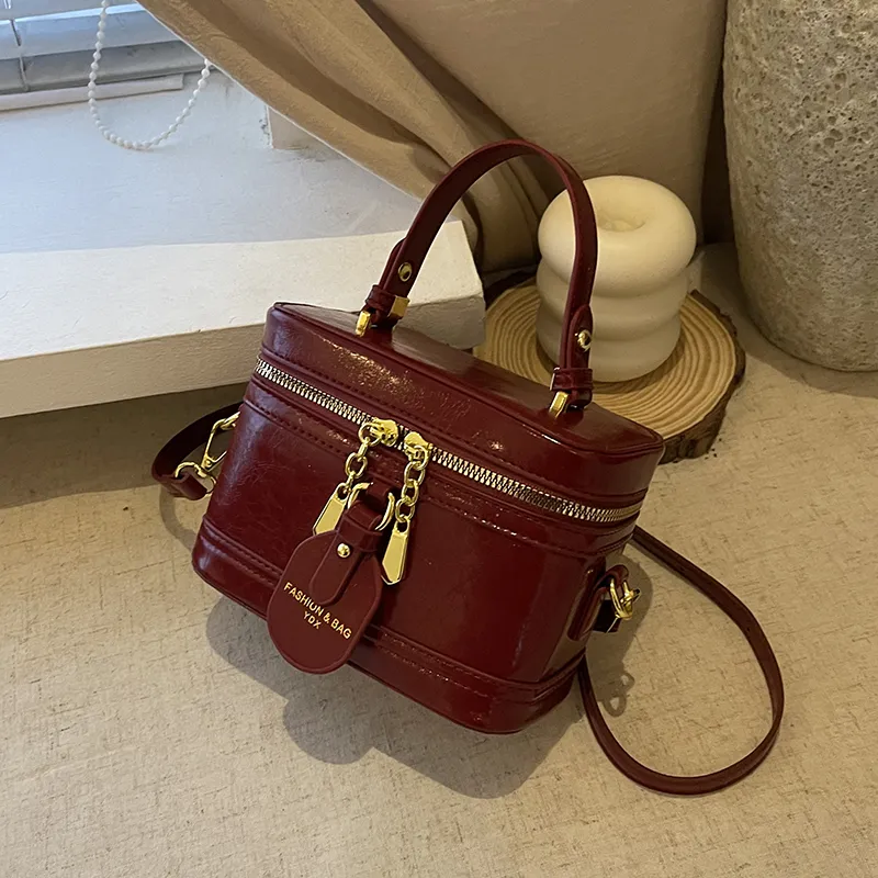 RIVMIND PU One Shoulder Handbag Women's Beige/Burgundy/Coffee/Black-9