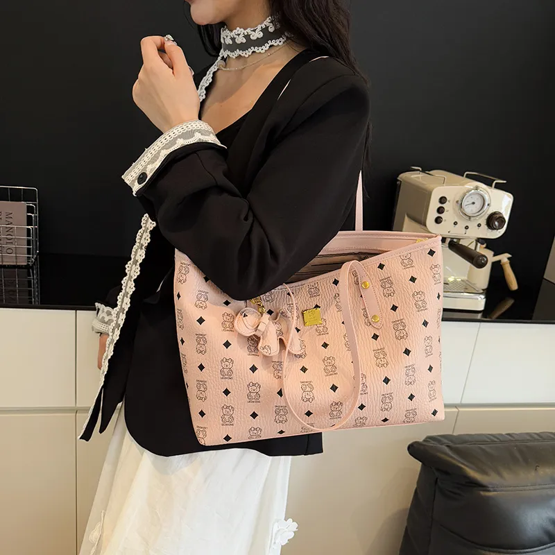 RIVMIND PU Shoulder Bag Women's Ecru/White/Pink/Coffee/Brown/Black-14