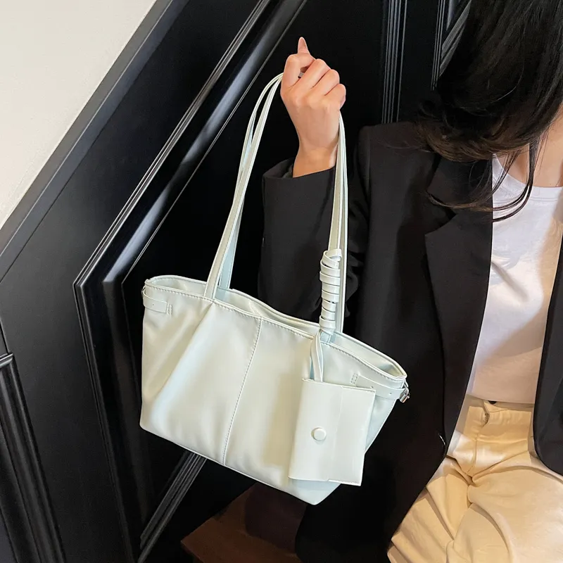 RIVMIND PU Tote Bag, Shoulder Bag Regular Women's White/Silver/Black/Pink/Blue-26
