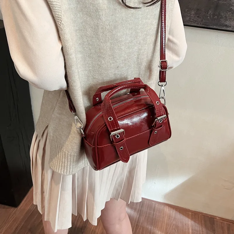RIVMIND PU One Shoulder Handbag Women's Ecru/Pink/Light Blue/Red/Silver/Black-23