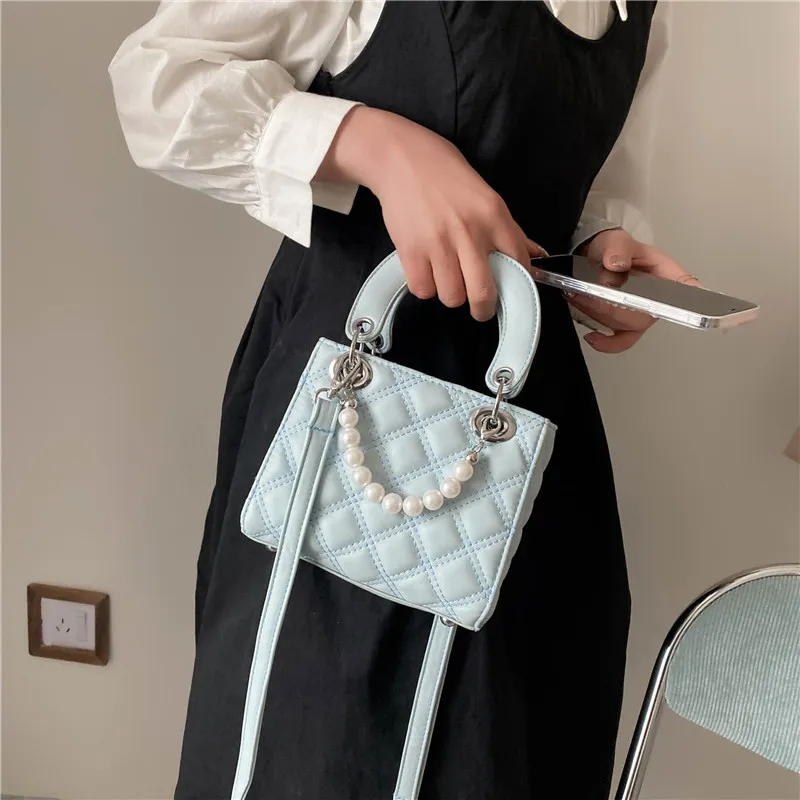 RIVMIND PU One Shoulder Handbag, Crossbody Bag Women's Denim Blue/Black/Blue/Dark Blue-7