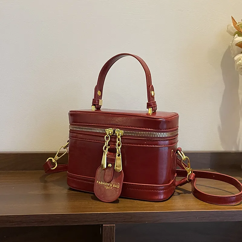 RIVMIND PU One Shoulder Handbag Women's Beige/Burgundy/Coffee/Black-7