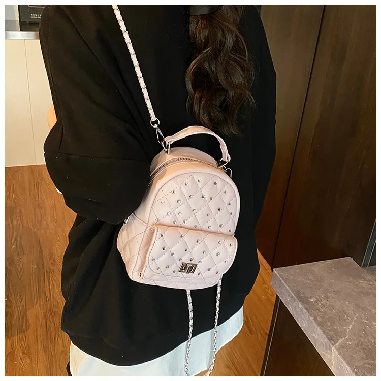 RIVMIND PU Backpack Regular Women's White/Black/Yellow/Pink-19