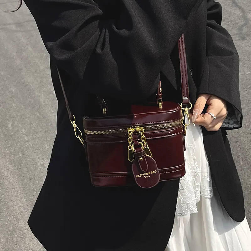 RIVMIND PU One Shoulder Handbag Women's Beige/Burgundy/Coffee/Black-15