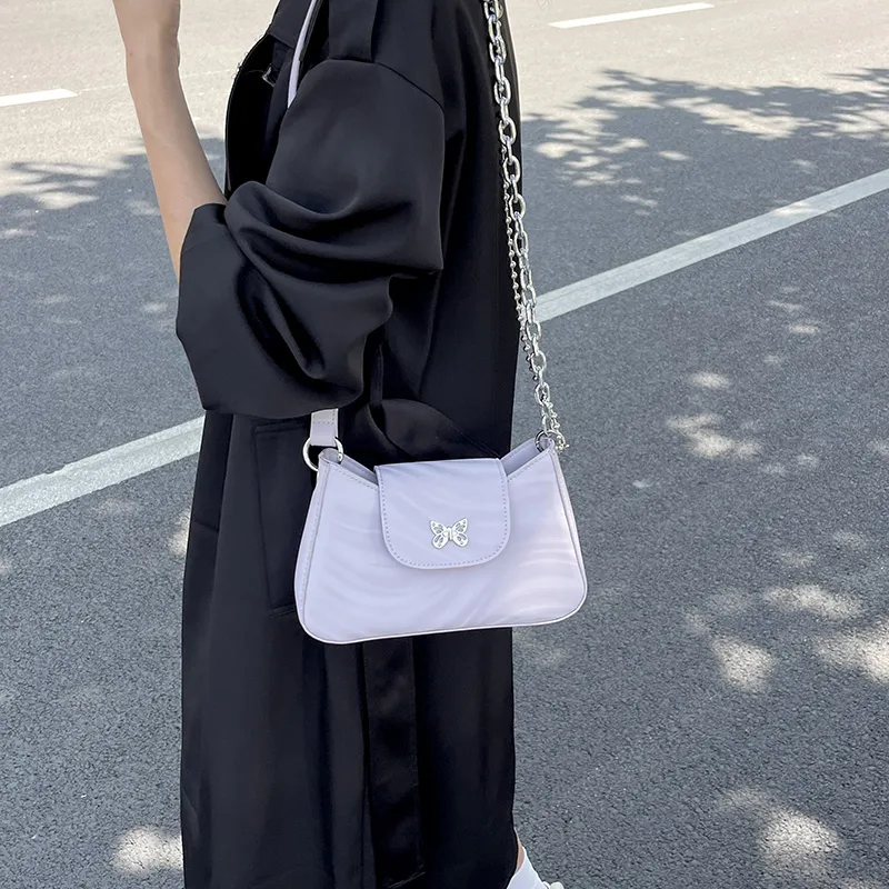 RIVMIND PU Shoulder Bag, Handbag Women's White/Silver/Black/Purple-16