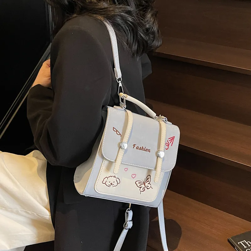 RIVMIND PU Backpack Women's White/Pink/Blue/Black-17
