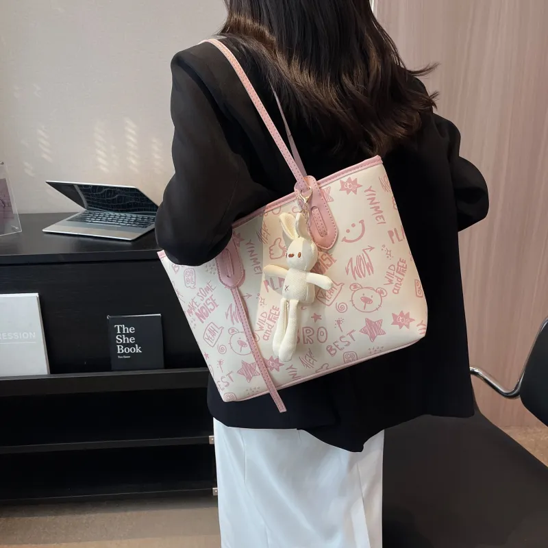 HCXK PU Shoulder Bag Regular Women's Black/Blue/Pink/Brown-23
