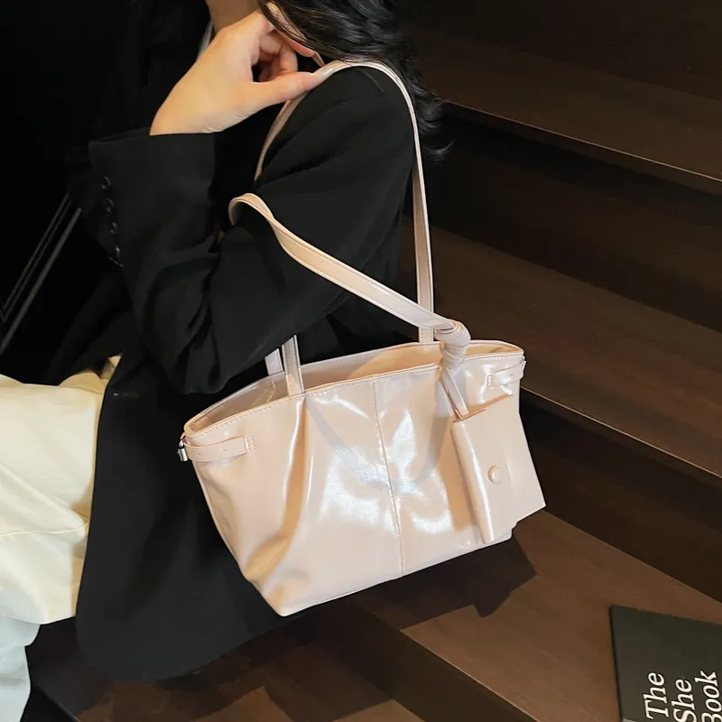 RIVMIND PU Tote Bag, Shoulder Bag Regular Women's White/Silver/Black/Pink/Blue-22