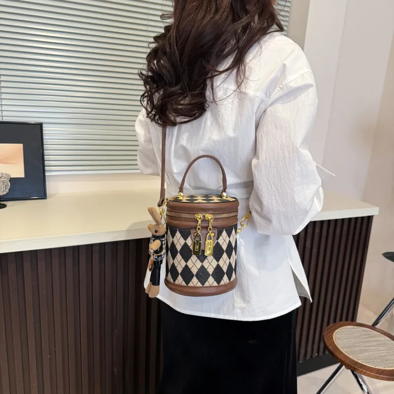 RIVMIND PU Bucket Bag Handbag Women's Black/Brown-7