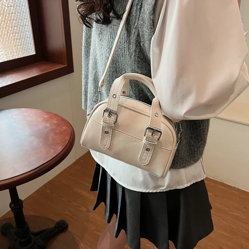 RIVMIND PU One Shoulder Handbag Women's Ecru/Pink/Light Blue/Red/Silver/Black-1