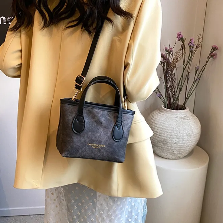 RIVMIND PU One Shoulder Handbag Regular Women's Brown/Black-10