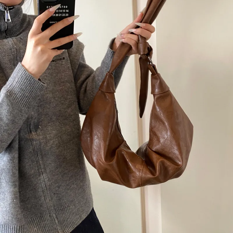 RIVMIND PU Dumpling Bag, Crossbody Bag, Shoulder Bag Women's Black/Khaki/Coffee/Brown-17