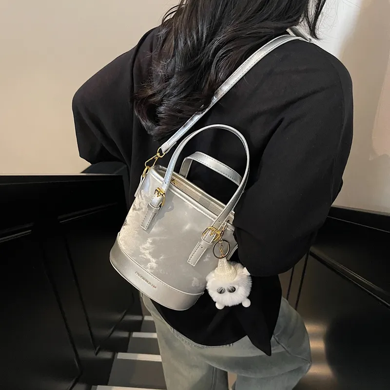 RIVMIND PU Shoulder Bag Women's White/Silver/Pink/Brown/Black-7