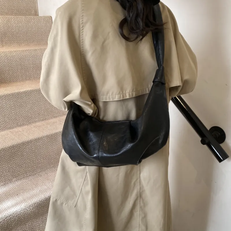 RIVMIND PU Dumpling Bag, Crossbody Bag, Shoulder Bag Women's Black/Khaki/Coffee/Brown-5