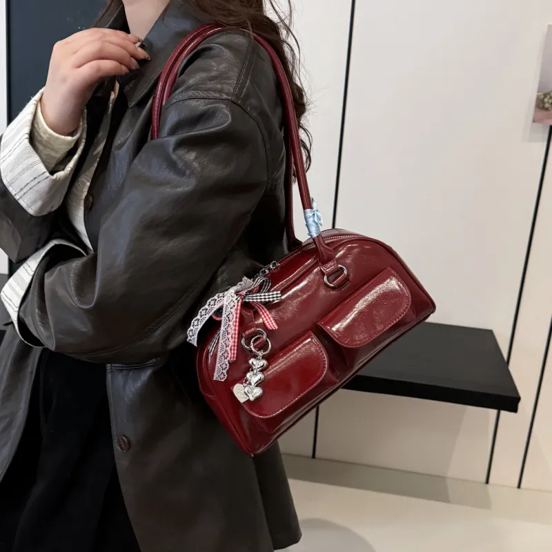 RIVMIND PU Shoulder Bag Women's Black/Coffee/Brown/Red-18