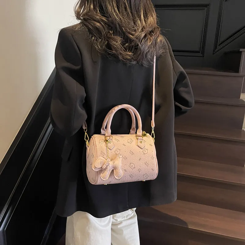 RIVMIND PU Handbag Women's White/Pink/Black/Coffee-11
