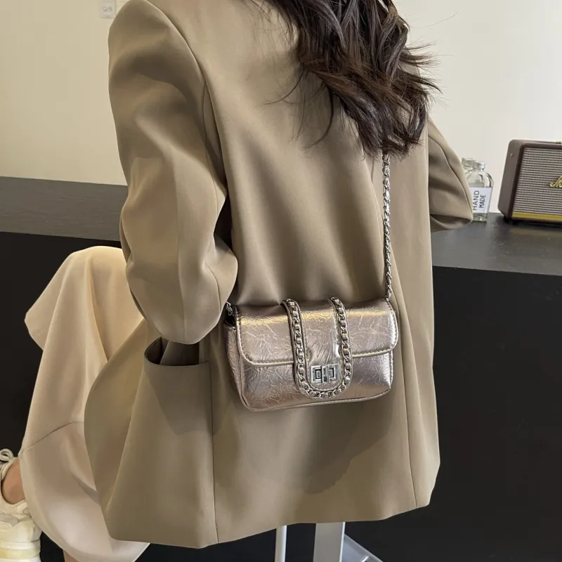 RIVMIND PU Crossbody Bag Women's Silver/Black/Gold-9